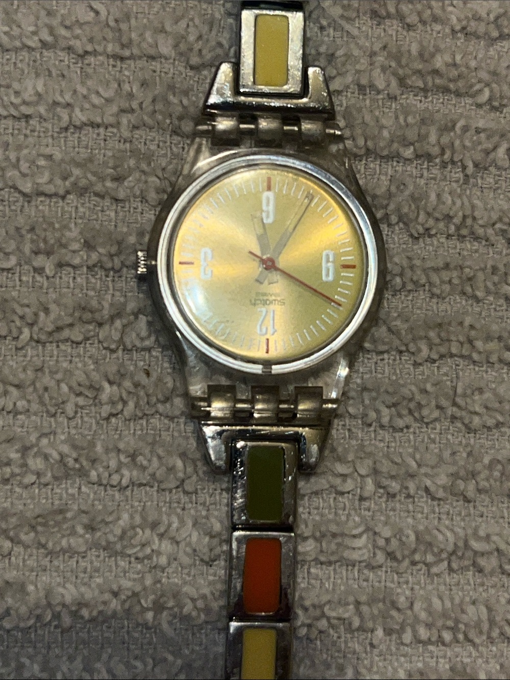 Earthy Swatch Yellow Dial Stainless Bracelet Watch
